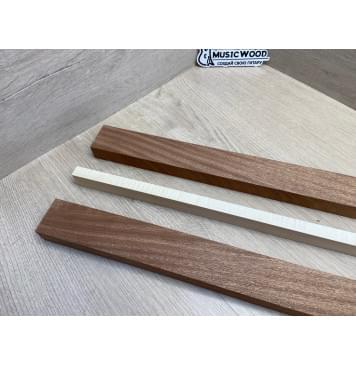 Сапели/Клён Белый Явор, Волнистый заготовка для переклеенного грифа безголовой гитары Радиал АА 25х(46-14-46)х580 мм (из 3х частей)-8