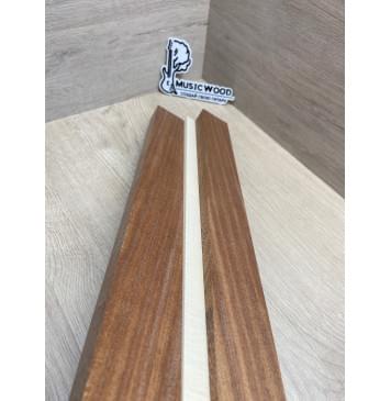 Сапели/Клён Белый Явор, Волнистый заготовка для переклеенного грифа безголовой гитары Радиал АА 25х(46-14-46)х580 мм (из 3х частей)-3