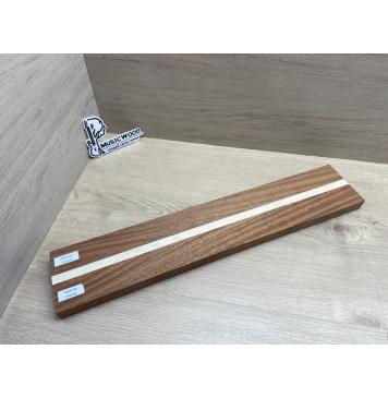 Сапели/Клён Белый Явор, Волнистый заготовка для переклеенного грифа безголовой гитары Радиал АА 25х(46-14-46)х580 мм (из 3х частей)-9