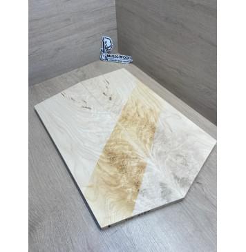 Клён Белый Явор, Волнистый заготовка на топ Смешанный АА Волна ААА 17х178х505-430 мм - 2 шт (книжкой) Уценка-потемнения, трещины с обратной стороны-10