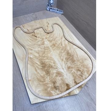 Клён Белый Явор, Волнистый заготовка на топ Смешанный АА Волна ААА 17х178х505-430 мм - 2 шт (книжкой) Уценка-потемнения, трещины с обратной стороны-13