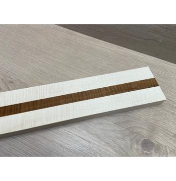 Клен Белый Явор, Волнистый/Клен Волнистый Печёный 180гр заготовка для переклеенного грифа безголовой гитары Радиал АА Волна АА 23х(28-17-28)х542 мм - из 3х частей-1