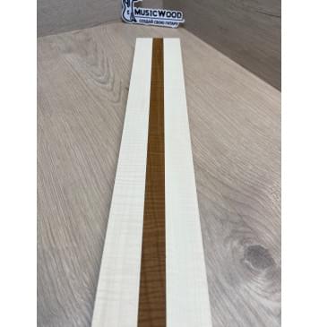Клен Белый Явор, Волнистый/Клен Волнистый Печёный 180гр заготовка для переклеенного грифа безголовой гитары Радиал АА Волна АА 23х(28-17-28)х542 мм - из 3х частей-7