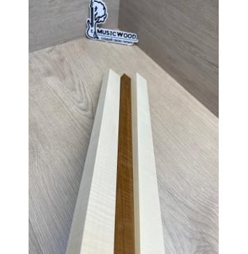 Клен Белый Явор, Волнистый/Клен Волнистый Печёный 180гр заготовка для переклеенного грифа безголовой гитары Радиал АА Волна АА 23х(28-17-28)х542 мм - из 3х частей-9