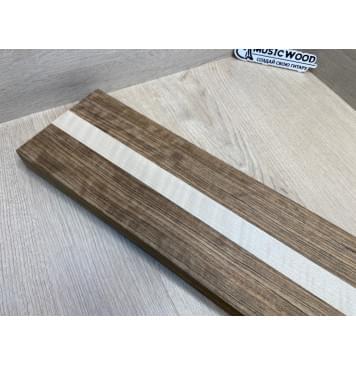 Овенгкол/Клён Белый Явор, Волнистый заготовка для переклеенного грифа электрогитары Радиал ААААА 29х(51-27-51)х725 мм - из 3х частей-4