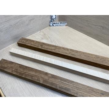 Овенгкол/Клён Белый Явор, Волнистый заготовка для переклеенного грифа электрогитары Радиал ААААА 29х(51-27-51)х725 мм - из 3х частей-11