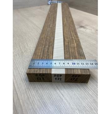 Овенгкол/Клён Белый Явор, Волнистый заготовка для переклеенного грифа электрогитары Радиал ААААА 29х(51-27-51)х725 мм - из 3х частей-5