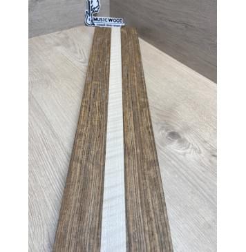 Овенгкол/Клён Белый Явор, Волнистый заготовка для переклеенного грифа электрогитары Радиал ААААА 29х(51-27-51)х725 мм - из 3х частей-12