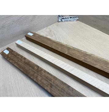 Овенгкол/Клён Белый Явор, Волнистый заготовка для переклеенного грифа электрогитары Радиал ААААА 29х(51-27-51)х725 мм - из 3х частей-13