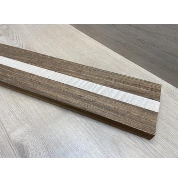 Овенгкол/Клён Белый Явор, Волнистый заготовка для переклеенного грифа электрогитары Радиал ААА Волна ААА 30х(51-27-51)х733 мм - из 3х частей-3