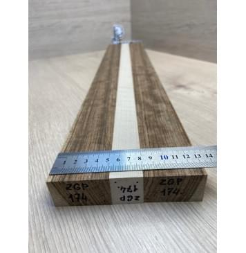 Овенгкол/Клён Белый Явор, Волнистый заготовка для переклеенного грифа электрогитары Радиал ААА Волна ААА 30х(51-27-51)х733 мм - из 3х частей-1