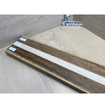 Овенгкол/Клён Белый Явор, Волнистый заготовка для переклеенного грифа электрогитары Радиал ААА Волна ААА 30х(51-27-51)х733 мм - из 3х частей-11