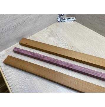 Клён Печёный 180гр/Амарант заготовка для переклеенного грифа электрогитары Радиал ААА 23х(43-22-43)х740 мм - из 3х частей-9