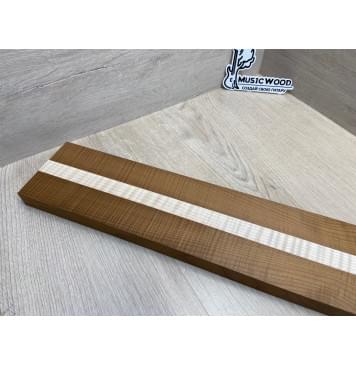 Клён Волнистый Печёный 180гр/Клён Белый Явор, Волнистый заготовка для переклеенного грифа электрогитары Радиал АА Волна ААА 26х(42-22-42)х685 мм - из 3х частей-6