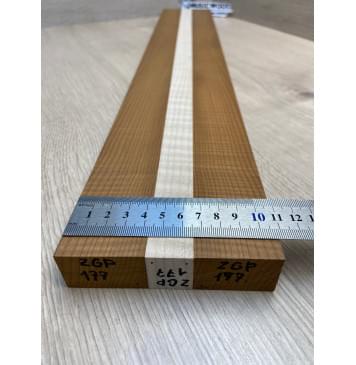 Клён Волнистый Печёный 180гр/Клён Белый Явор, Волнистый заготовка для переклеенного грифа электрогитары Радиал АА Волна ААА 26х(42-22-42)х685 мм - из 3х частей-5