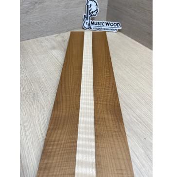 Клён Волнистый Печёный 180гр/Клён Белый Явор, Волнистый заготовка для переклеенного грифа электрогитары Радиал АА Волна ААА 26х(42-22-42)х685 мм - из 3х частей-12