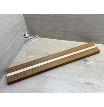 Клён Волнистый Печёный 180гр/Клён Белый Явор, Волнистый заготовка для переклеенного грифа электрогитары Радиал А Волна ААА 30х(42-19-42)х690 мм - из 3х частей (присутствуют сучки)-2