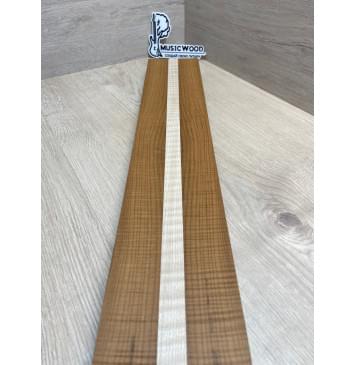 Клён Волнистый Печёный 180гр/Клён Белый Явор, Волнистый заготовка для переклеенного грифа электрогитары Радиал А Волна ААА 30х(42-19-42)х690 мм - из 3х частей (присутствуют сучки)-7