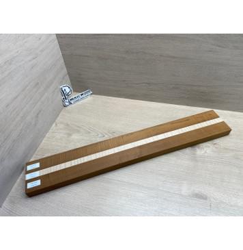 Клён Волнистый Печёный 180гр/Клён Белый Явор, Волнистый заготовка для переклеенного грифа электрогитары Радиал А Волна ААА 30х(42-19-42)х690 мм - из 3х частей (присутствуют сучки)-9