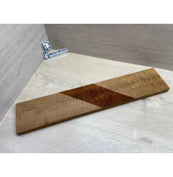 Клён Волнистый Печёный 180гр заготовка грифа для Безголовой гитары Радиал А Волна ААА 25х(49-25.5-49)х637 мм - из 3х частей (присутствуют сучки)-17