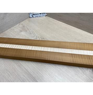 Клён Волнистый Печёный 180гр/Клён Белый Явор, Волнистый заготовка для переклеенного грифа электрогитары Радиал АА Волна ААА 28.5х(44-22-44)х730 мм - из 3х частей-4