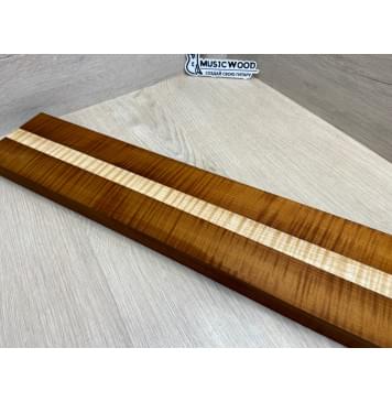 Клён Волнистый Печёный 180гр/Клён Белый Явор, Волнистый заготовка для переклеенного грифа электрогитары Радиал АА Волна ААА 28.5х(44-22-44)х730 мм - из 3х частей-15
