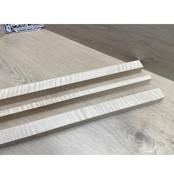 Клён Белый Явор, Волнистый заготовка грифа для безголовой гитары Радиал ААА Волна ААА 26х(27-13-27)х615 мм, из 3х частей-18