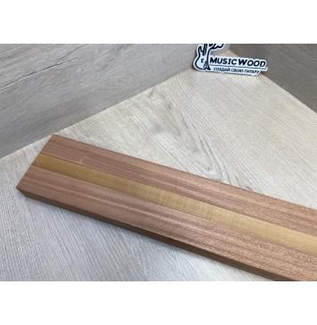 Сапели/Клён Печёный 180 гр/Сапели заготовка для переклеенного грифа безголовой гитары Радиал АА 28х(34,5-20-34,5)х590 мм (из 3х частей)-2