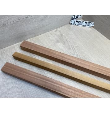 Сапели/Клён Печёный 180 гр/Сапели заготовка для переклеенного грифа безголовой гитары Радиал АА 28х(34,5-20-34,5)х590 мм (из 3х частей)-3