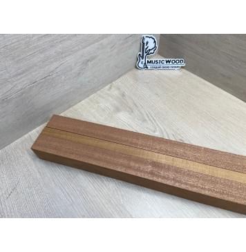 Сапели/Клён Печёный 180гр заготовка для переклеенного грифа электрогитары Радиал АА 45х(33-17-33)х665 мм - из 3 частей-1