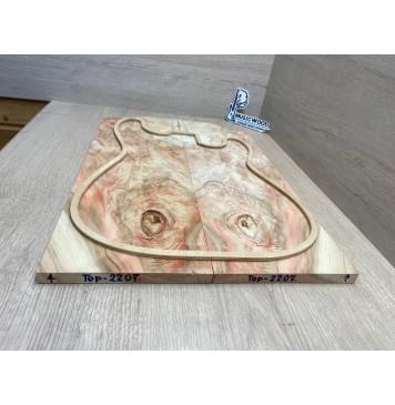 Клён Американский Ashleaf заготовка на топ под заливку Смешанный АА 12х(176-77)х530-485 мм (2 шт. книжкой) (Уценка-сучки,трещины)-2