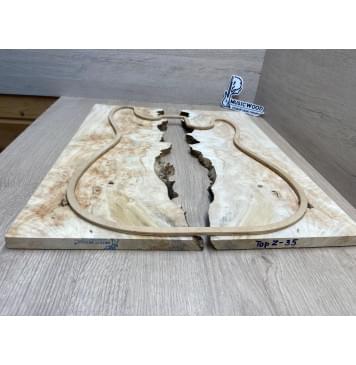 Клён Американский Кап заготовка на топ под заливку Смешанный АА 13х380х480 мм (2 шт. книжкой) -2