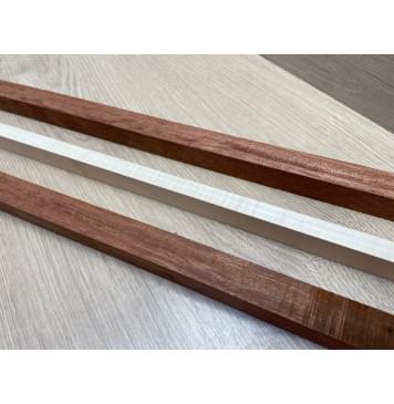 Бубинго/Клён Белый Явор, Волнистый заготовка для переклеенного грифа безголовой гитары Радиал ААА Волна АА 22х(23-13-23)х570 мм (из 3х частей)-4