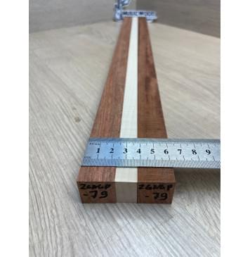 Бубинго/Клён Белый Явор, Волнистый заготовка для переклеенного грифа безголовой гитары Радиал ААА Волна АА 22х(23-13-23)х570 мм (из 3х частей)-6