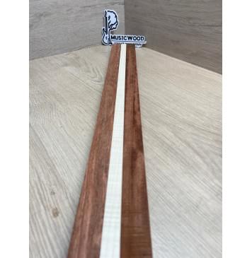 Бубинго/Клён Белый Явор, Волнистый заготовка для переклеенного грифа безголовой гитары Радиал ААА Волна АА 22х(23-13-23)х570 мм (из 3х частей)-7