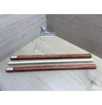 Бубинго/Клён Белый Явор, Волнистый заготовка для переклеенного грифа безголовой гитары Радиал ААА Волна АА 22х(23-13-23)х570 мм (из 3х частей)-12