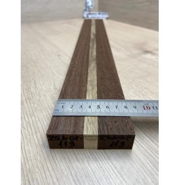 Венге/Корина Чёрная заготовка для переклеенного грифа электрогитары Радиал АА 20х(32-12-32)х617 мм - из 3х частей-5