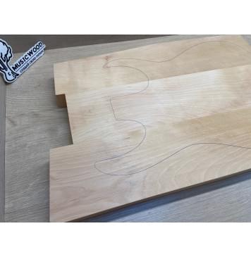 Ольха заготовка корпуса Смешанный А 43х(118-113-113)х(541-498-510) мм - из 3х частей, 457 кг/м3-4