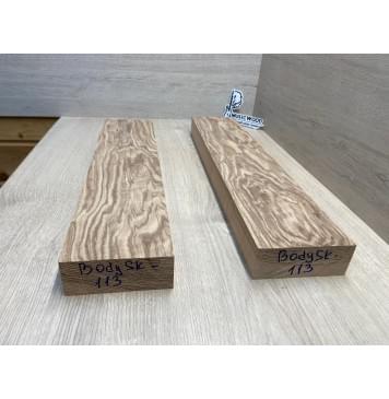 Ясень Оливковый Волнистый заготовка корпуса гитары со сквозным грифом Тангент АА Волна ААА 45х(112-113)х(495-535) мм (2 шт.), 742 кг/м3-2