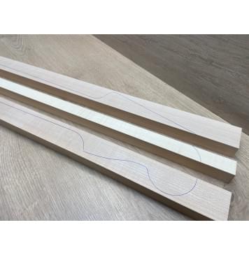 Клён Белый/Клён Белый Явор, волнистый заготовка грифа для бас-гитары Радиал АА 26х43-22-44х910 мм- из 3х частей-5