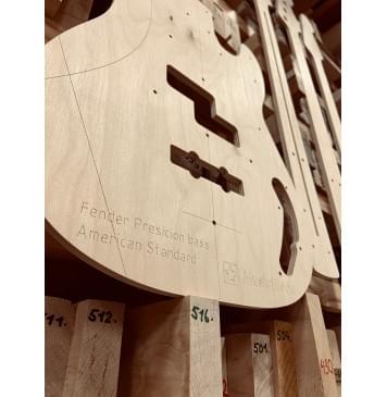 Шаблоны Fender Precision Bass American Standard, комплект для фрезеровки гитары, фанера 8мм-5