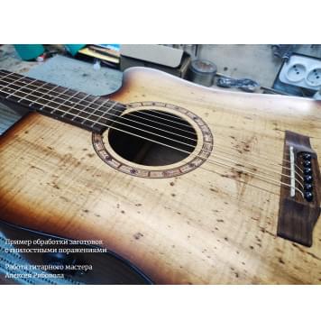Клён Американский Spalted Волнистый заготовка на топ Смешанный А Волна АА 18х220-230х600-625 мм (1 шт под распил) Уценка-гнилостные поражения древесины,под стабилизацию или работу с порозаполнителями-12