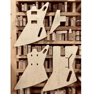 Gibson Explorer + Ken Lawrence head, баритон 30", вклеенный гриф, комплект шаблонов для фрезеровки гитары, фанера 8мм-0