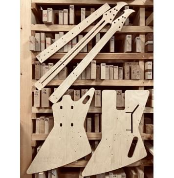 Gibson Explorer + Ken Lawrence head, баритон 30", вклеенный гриф, комплект шаблонов для фрезеровки гитары, фанера 8мм-4
