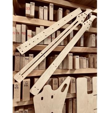 Gibson Explorer + Ken Lawrence head, баритон 30", вклеенный гриф, комплект шаблонов для фрезеровки гитары, фанера 8мм-5