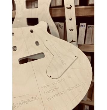 PRS custom 24, тремоло American standard, полный комплект шаблонов для фрезеровки гитары, фанера 8мм-9