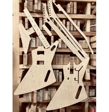 Gibson Explorer 1958, вклеенный гриф, комплект шаблонов для фрезеровки гитары, фанера 8мм-0