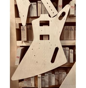 Gibson Explorer 1958, вклеенный гриф, комплект шаблонов для фрезеровки гитары, фанера 8мм-4