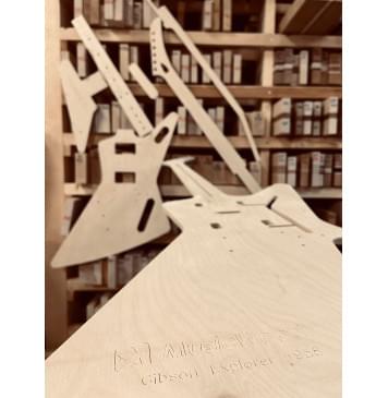 Gibson Explorer 1958, вклеенный гриф, комплект шаблонов для фрезеровки гитары, фанера 8мм-6