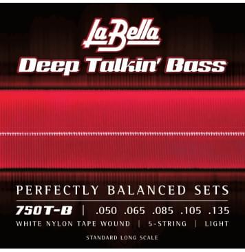 750T-B Deep Talkin' Bass Комплект струн для 5-струнной бас-гитары, белый нейлон, 50-135, La Bella-0